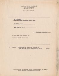Bill from American Jewish Conference to R. Saltzman