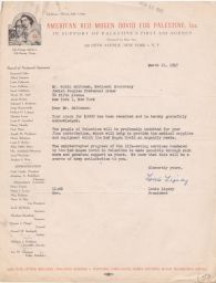 Louis Lipsky to Rubin Saltzman Acknowledging Money Receipt, March 1947 (correspondence)