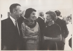 Cornell president James A. Perkins with wife and Mrs. Robert Goheen (center) at Centennial celebration