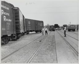 Derailed Box Cars, Delaware Avenue at Reed Street