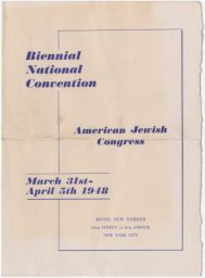 Biennial National Convention: American Jewish Congress