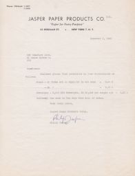 Philip Jasper to I.W.O. Cemetery Division about Price Quote for Paper Forms and Envelopes, December 1952 (correspondence)