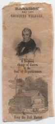 Harrison And Our Countrys Welfare Portrait Ribbon, ca. 1840