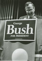 George H. W. Bush at podium during presidential campaign