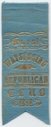 Watsessing Republican Club Guest Ribbon, 1888