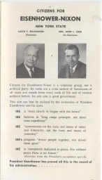 New York State Citizens For Eisenhower-Nixon Leaflet