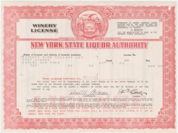Widmer Wine Cellars New York State License.