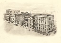 Medico-Chirurgical College of Philadelphia and Hospital, bird's-eye view, drawing