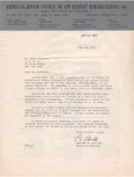 Leonard E. Golditch to Rubin Saltzman Regarding Fundraising Dinner, June 1947 (correspondence)