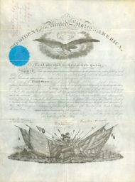 Certificate of promotion in Union Army the for Thomas Humphries Sherwood, M. D. 1858