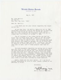 Letter to John Martini from Senator Daniel Patrick Moynihan.