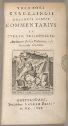Title page from Theodori Kerckringii doctoris medici Commentarivs...