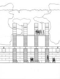 Kent State 4 May Memorial Design Competition	 04, Partial Elevation - Wall+Steps+Memorial Columns