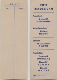 Vote Republican Bookmark, ca. 1952