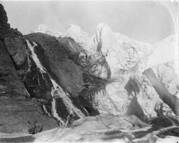 Marginal falls, between North Cornell Glacier and Mt. Hope