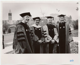 Cornell presidents emeriti including, from right to left, Deane Malott, James Perkins, Dale Corson, and Frank H. T. Rhodes, #2