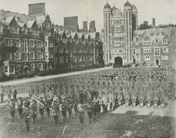 Student Battalion lined up in Dormitory Quadrangle