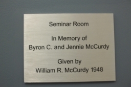 McCurdy Memorial Seminar Room Plaque