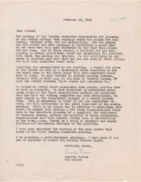 Doretta Tarmon to Sam Pevzner about Jewish History Week Planning Meeting of February 1946