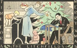 Christmas card, designed by Clarence B. Litchfield (1903-1981), B.Arch. 1928