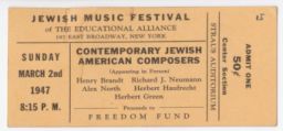 Jewish Music Festival Ticket and Program
