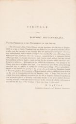 Freedman Circular Asking Freedmen to Observe August 6, 1863 as a Day of Public Thanksgiving. One of two copies
