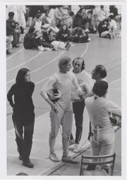 Women's fencing championships depicting Peggy Walbridge and Raoul Sudre