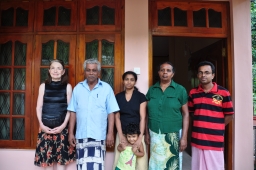 Bonnie G. MacDougall, R.B. Ekanayake and family at the Ekanayake home