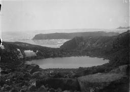 Rock basin lakes, Cornell Glacier, Greenland, Cornell Glacier is in background, Mt. Schurman on left, Tarr 1896, R+S 357
