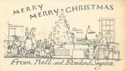 Christmas card, designed by Jacob Rowland Snyder (1902-1983), B.Arch 1928, M.Arch 1928