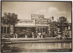 Miss Florence L. Pond house (Stone Ashley): exterior view of guest wing from swimming pool