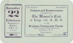 Corrected proof for ad for Cabaret and Entertainment, Washington's Birthday evening