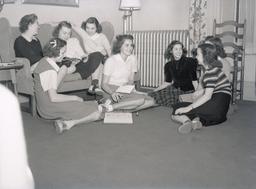 Students in parlor in Ormsby
