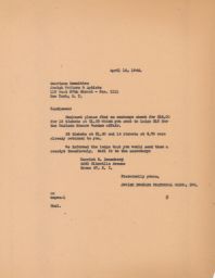 JPFO to American Committee of Jewish Writers, Artists and Scientists Regarding Payment, April 1946 (correspondence)