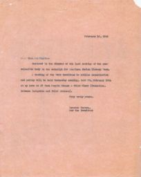 Doretta Tarmon to Sam Perzner with Enclosed Meeting Minutes, February 1946 (correspondence)