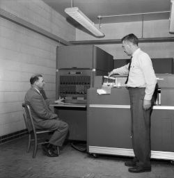 IBM Machine for Computing Hereditary diseases in Dairy Animal Left: Mr. Carter Right: Mr. Burker