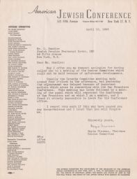 Hayim Fineman to Gedaliah Sandler about Rescue Committee Meeting, April 1945 (correspondence)
