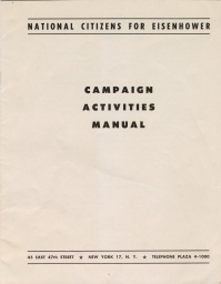 National Citizens For Eisenhower Campaign Activities Manual