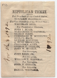 Republican Ticket: Benjamin Harrison & Reid