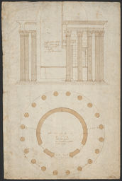 Circular temple near the Cloaca Maximia, so-called temple of Vesta, back of drawing