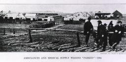Ambulances and medical supply wagons "parked" - 1864