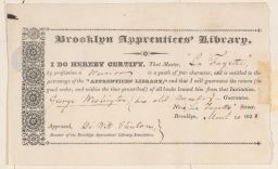 Authorization for LaFayette to Take Out Books from the Brooklyn Apprentice's Library