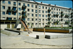 Empty neighborhood pool with housing nearby (Kiev, UA)