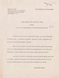 Greetings for the New Year from Richard M. Nixon, August 1953 