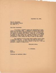 Rubin Saltzman to Ursula Wasserman about Business, September 1946 (correspondence)