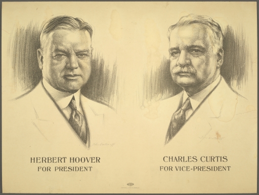 MAGNET POLITICAL Campaign 1928 Candidates Herbert Hoover and Charles Curtis 