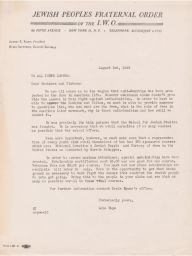 Labe Pape to All Youth Lodges about Courses, August 1946 (correspondence)