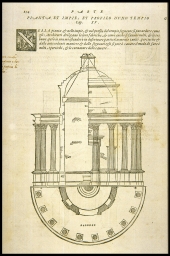 Pianta et impie, et profilo d'uno tempio [Plan, section and elevation of a temple] (from Barbaro, Perspective)