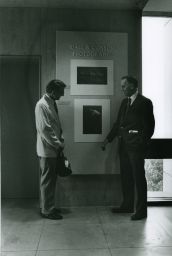 President Dale Corson at the Herbert F. Johnson Museum of Art with an exhibition of his photographs