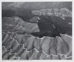 Aerial view: Clearcutting 10-15 miles west of Mt. St. Helens, Washington